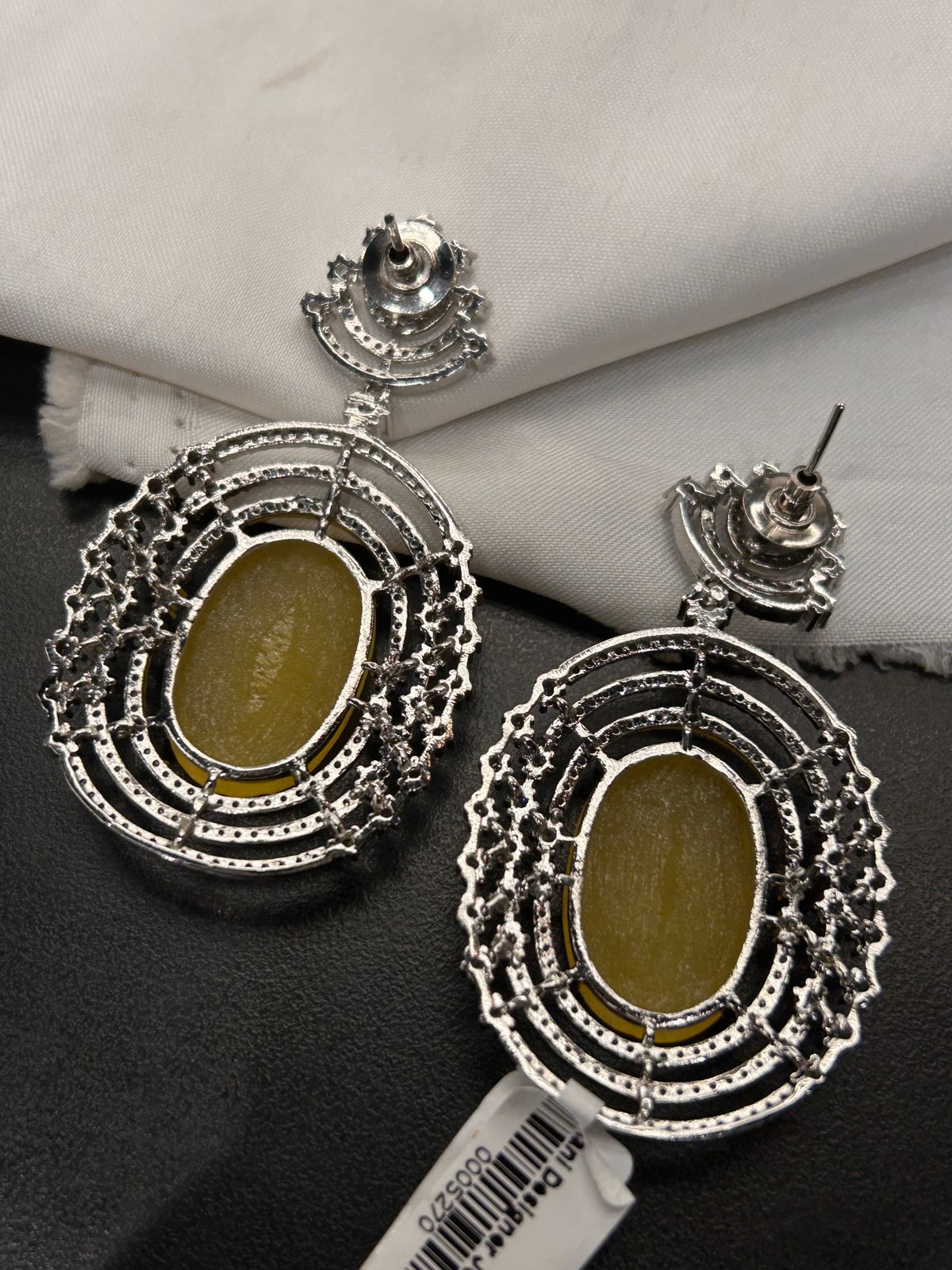 Yellow Stone Diamond Look Party Wear Earrings